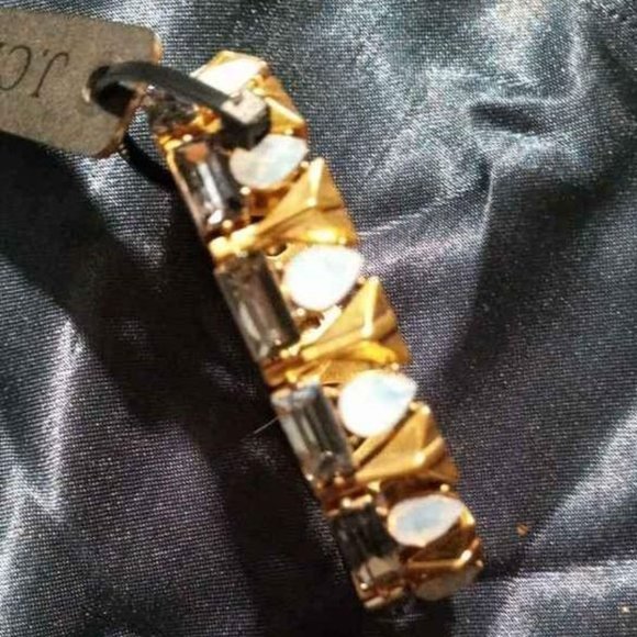 J CREW STRETCH BRACELET W/MOON STON STYLE RHINESTONES - Picture 1 of 5